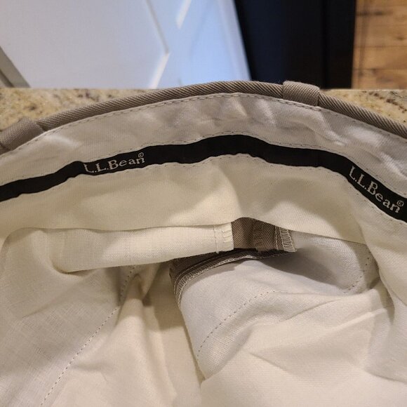 LL Bean Wool Pants Dress Trousers Mens 36x28 Taupe Brown Straight Pleated Canada - Picture 10 of 13